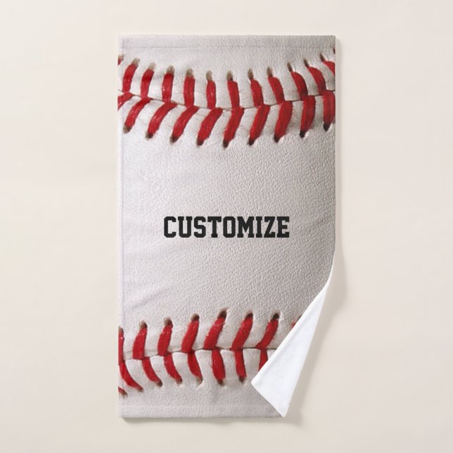 Baseball with Customisable Text Hand Towel (Hand Towel)