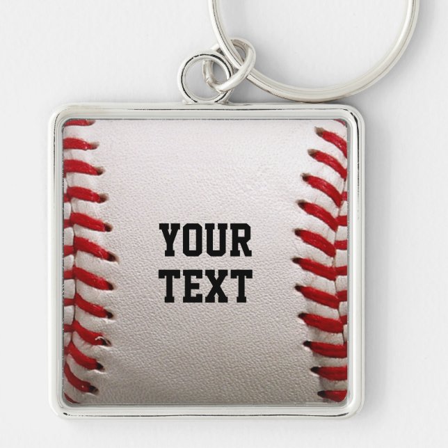 Baseball with Customisable Text Key Ring (Front)