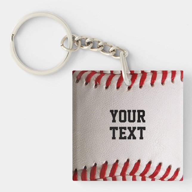 Baseball with Customisable Text Key Ring (Front)