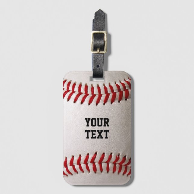 Baseball with Customisable Text Luggage Tag (Front Vertical)
