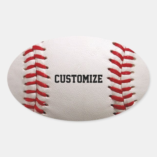 Baseball with Customisable Text Oval Sticker (Front)