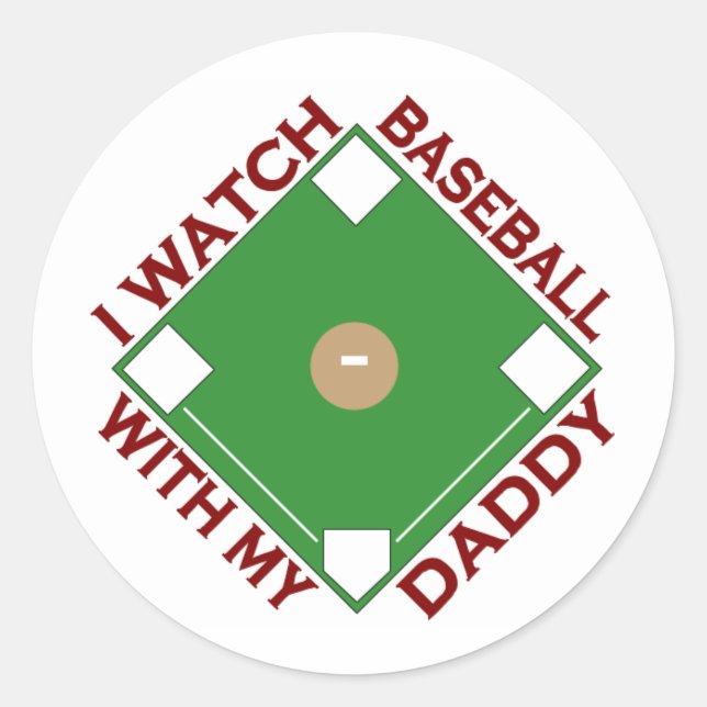 Baseball with Daddy Classic Round Sticker (Front)