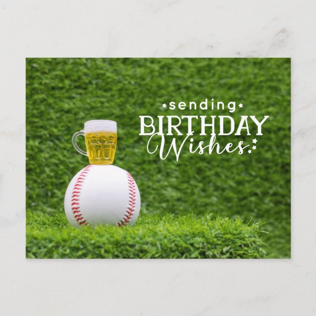 Baseball with happy Birthday  with Beer Card (Front)