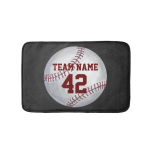 Baseball with Name and Number Bath Mat