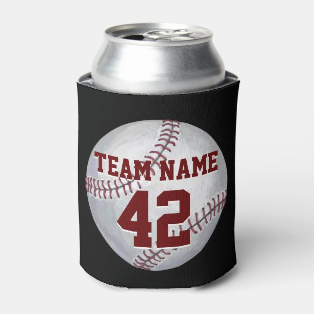 Baseball with Name and Number Can Cooler (Can Front)
