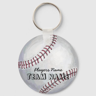 Baseball with Name and Number Key Ring