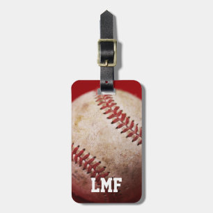 Baseball with Personalised Monogram Luggage Tag