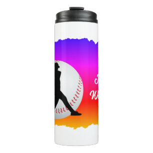 Baseball with player and ball Colorful Thermal Tumbler