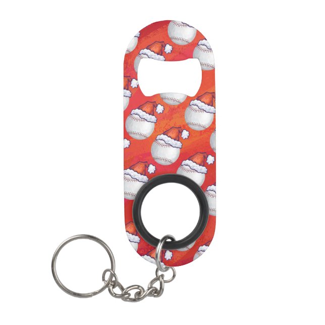 Baseball with Santa Hat on Red (Front)