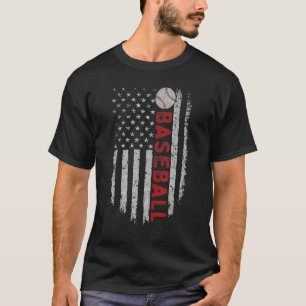 Baseball With US American Flag For Patriotic Baseb T-Shirt