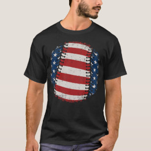 Baseball with US american for patriotic baseballe T-Shirt