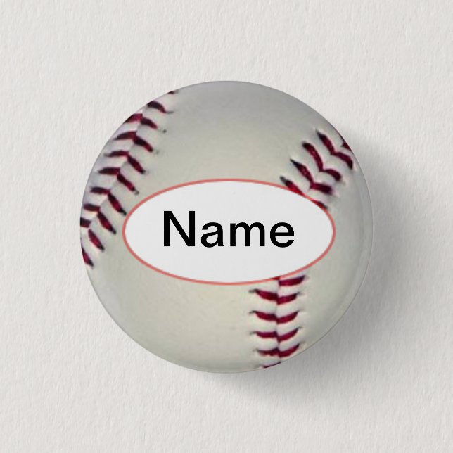 baseball with your name on it 3 cm round badge (Front)