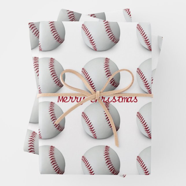 Baseball Wrapping Paper Flat Sheet Set of 3 (In situ)