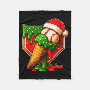 Baseball Xmas Christmas Baseball Ice Cream Drip Bo Fleece Blanket