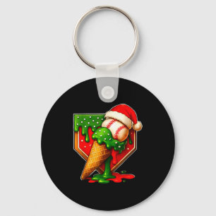 Baseball Xmas Christmas Baseball Ice Cream Drip Bo Key Ring