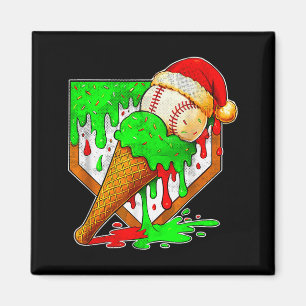 Baseball Xmas Christmas Baseball Ice Cream Drip Bo Magnet