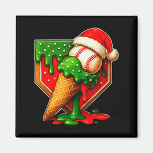 Baseball Xmas Christmas Baseball Ice Cream Drip Bo Magnet