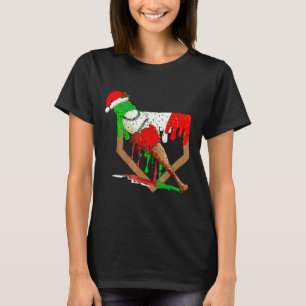 Baseball Xmas Christmas Baseball Ice Cream Drip Bo T-Shirt