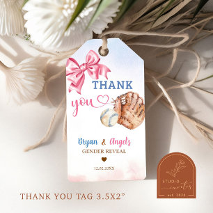 Baseballs and Bows Thank You  Gift Tags