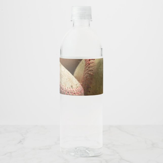 Baseballs and Glove Water Bottle Label (Front)