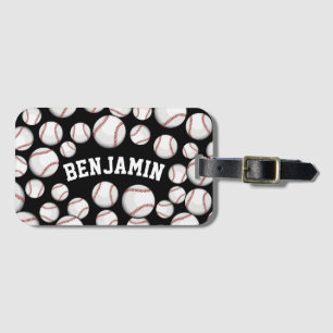 Baseballs By the Boatload Custom Name Black Luggage Tag
