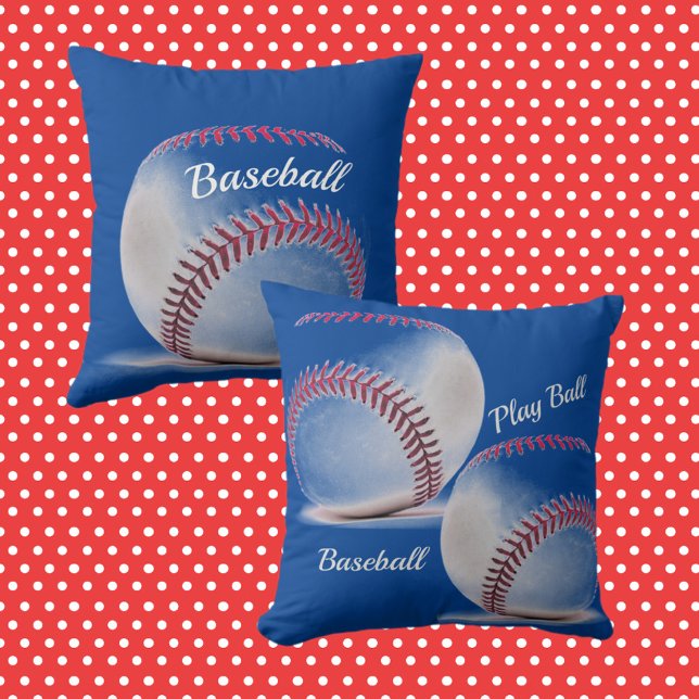 Baseballs Red White and Blue Sporty Cushion (Creator Uploaded)