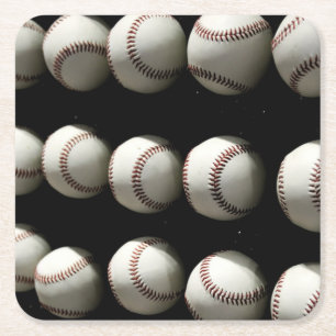 Baseballs Square Paper Coaster