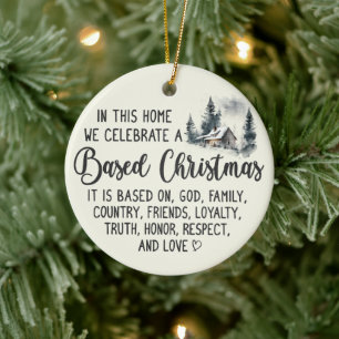 Based Christian Family Christmas  Ceramic Tree Decoration