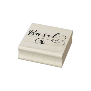 Basel Flag Heart, Switzerland Rubber Stamp