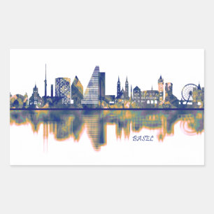 Basel Skyline Rectangular Sticker