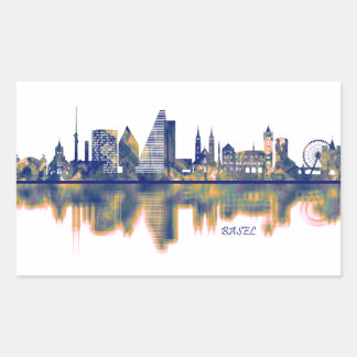 Basel Skyline Rectangular Sticker