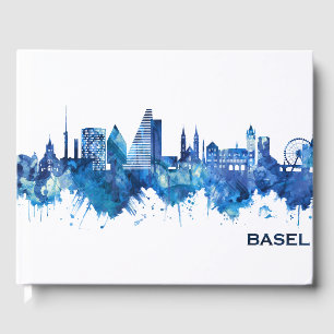 Basel Switzerland Skyline Blue Guest Book