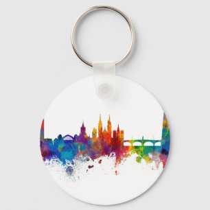 Basel Switzerland Skyline Key Ring