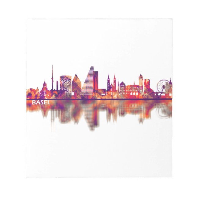 Basel Switzerland Skyline Notepad (Front)