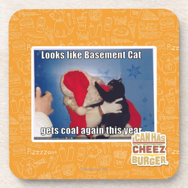 Basement Cat gets coal Coaster (Front)