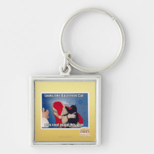 Basement Cat gets coal Key Ring