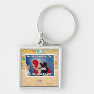 Basement Cat gets coal Key Ring