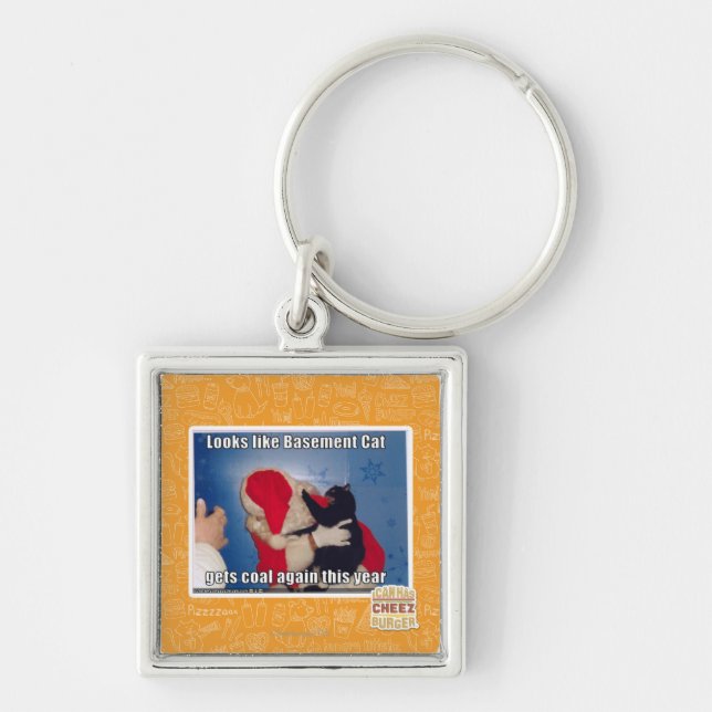 Basement Cat gets coal Key Ring (Front)