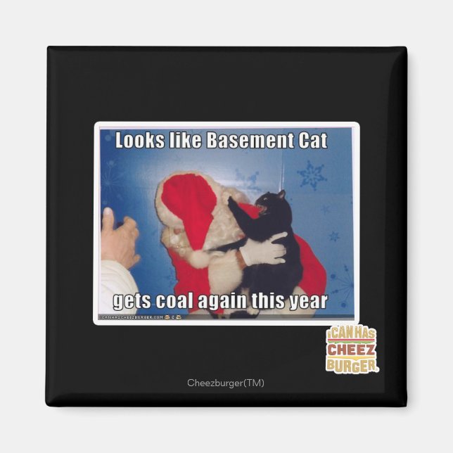 Basement Cat gets coal Magnet (Front)