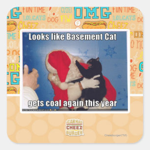 Basement Cat gets coal Square Sticker