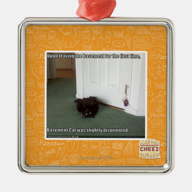 Basement Cat, slightly disoriented Metal Tree Decoration (Front)
