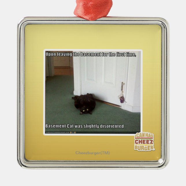 Basement Cat, slightly disoriented Metal Tree Decoration (Front)