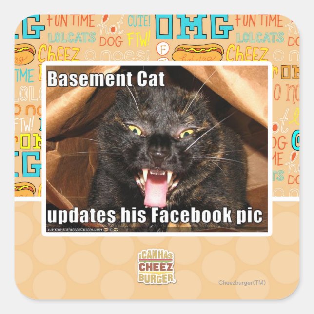 Basement Cat Square Sticker (Front)