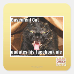 Basement Cat Square Sticker