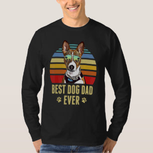 Basenji Best Dog Dad Ever Retro Sunset T-Shirt
