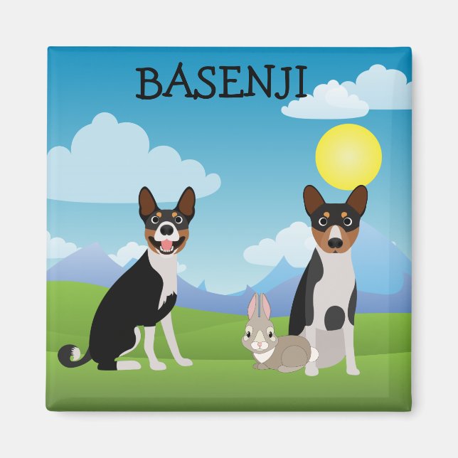 Basenji Bunny Love Black and Tan Hound Magnet (Front)