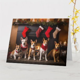 Basenji by the Fireplace Christmas Card