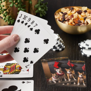 Basenji by the Fireplace Christmas Playing Cards