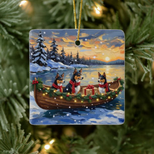 Basenji Christmas Boat Holiday Ceramic Ornament