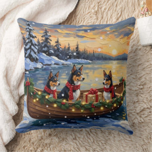 Basenji Christmas Boat Holiday Cushion